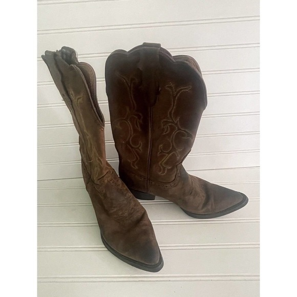 Justin Buck Mens Buck Brown Leather Cowboy Western Boots 8.5B - Picture 9 of 13